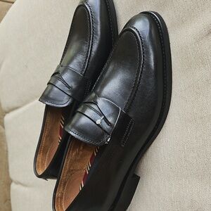 BROOKS BROTHERS Black Glenrock Penny Loafers, Leather- Men's 9 EU42